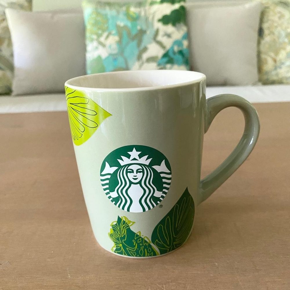 10 FL Oz Starbucks Green Leaves Design Coffee/Tea Mug